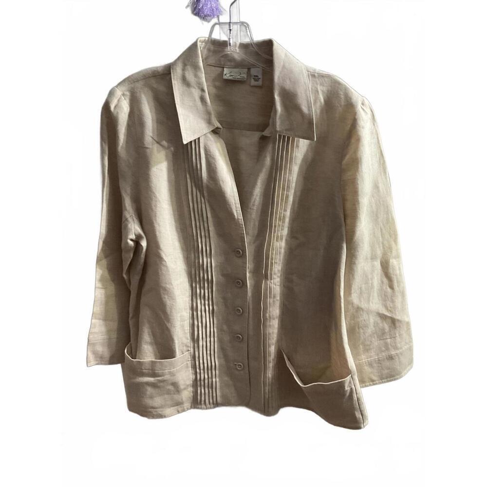 Kim’s Elegant Women's Linen Button-up Jacket Size Petite. XL